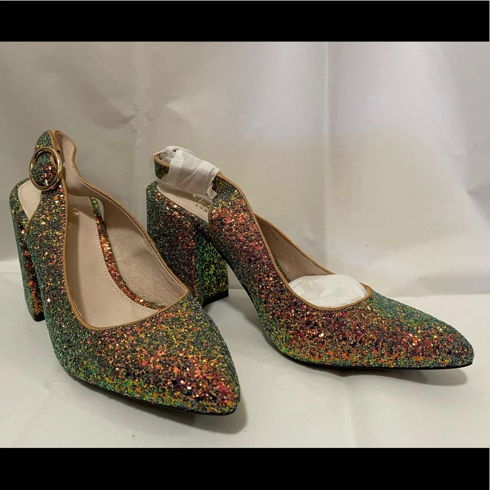 🎉HP🎉Shelly London Peacock Glitter Heels - Picture 15 of 16